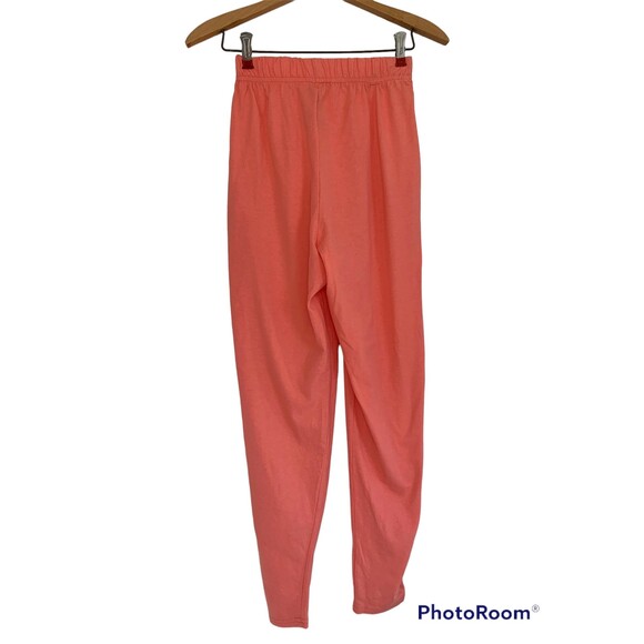 Vintage 80s Orange Peach Pants Vintage S Elastic Waist - Picture 2 of 4